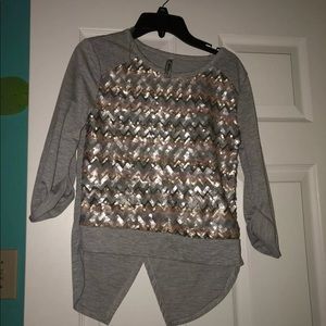 Long sleeve sequined shirt